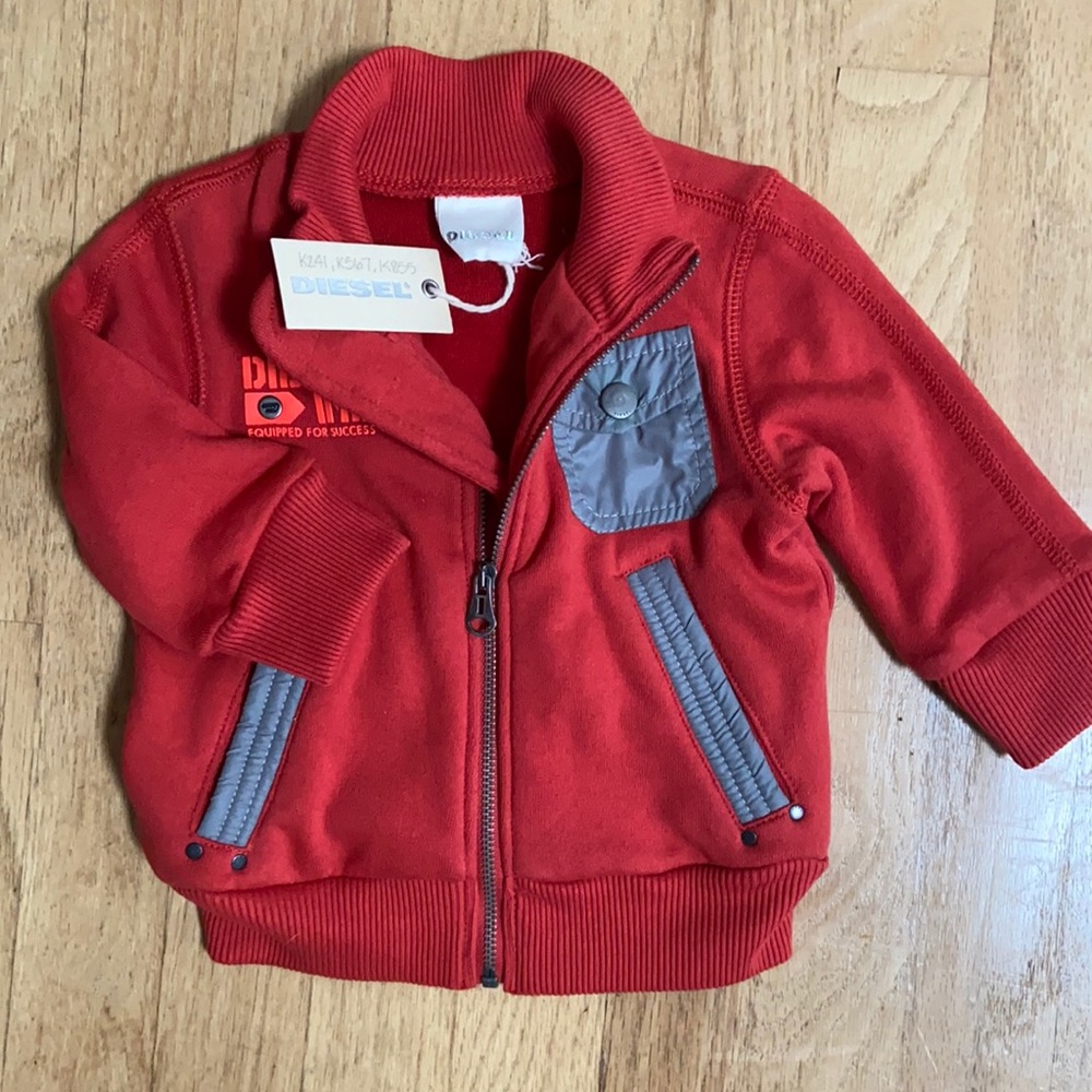 Diesel baby boy bomber sweatshirt jacket, new with tags